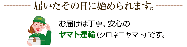 届いたその日に始められます